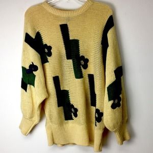 Suzelle's man's eye-catching no-wrinkle yellow, green & black sweater size M